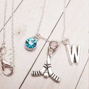 Hockey necklace,hockey charm necklace,hockey gift,birthstone necklace,birthday necklace