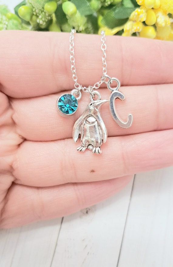 Collana Con Ciondolo Pinguino In Madreperla Intarsiata A Mano – Placcato Rodio Non Ossidante – Catena 45,7 Cm