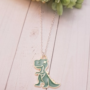 Dinosaur necklace, dinosaur charm necklace, gift for boy&#39;s, boy&#39;s necklace, T-Rex, birthday gift for him, t-rex gift