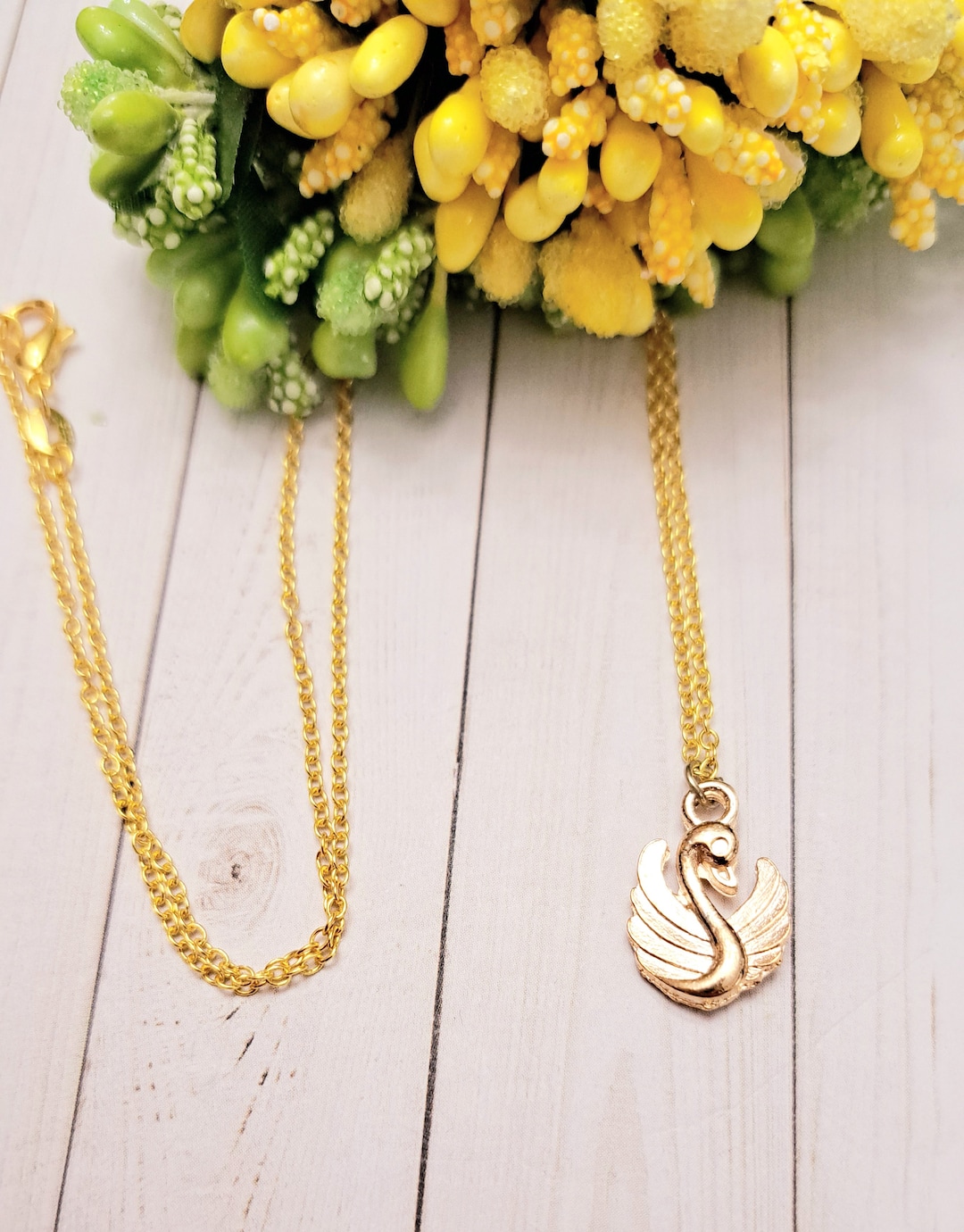 Gold Swan Necklace, Dancing Swan Necklace, Swan Pendant, Mother's Day