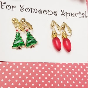 Christmas clip on earrings,christmas earrings,clip on&#39;s,non pierced earrings