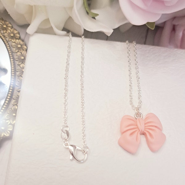 Bow Necklace, Cute Coquette Necklace, Romantic necklace, Ribbon necklace, Trendy Coquette Jewelry
