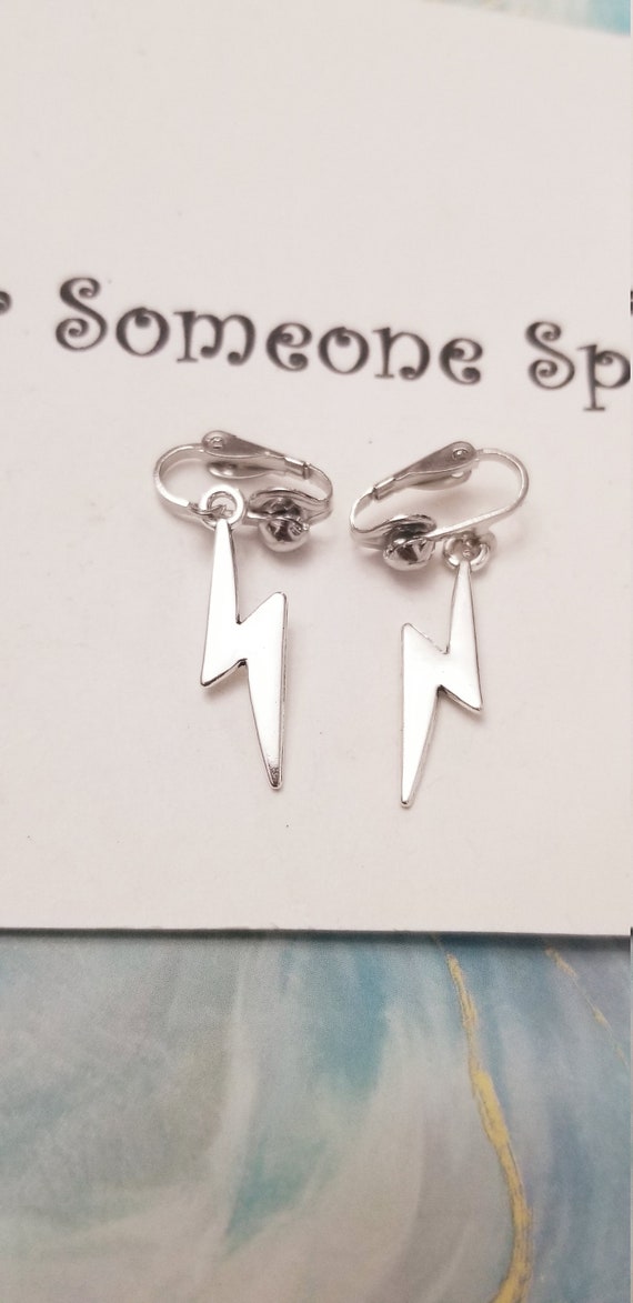 Lightning bolt clip store on earrings