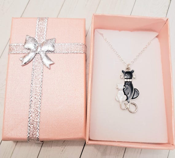 Black Cat Necklace, Black Kitty Charm, Cat Lover Gift, Kitty