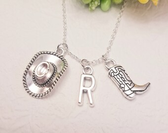 Collana Boho Con Stivale E Cappello Da Cowboy – Gioiello Vintage Argento Regolabile - 5
