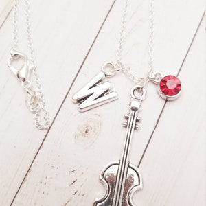 Violin necklace,violinist gift,violinist necklace,birthstone necklace,sterling silver necklace,gift for her,music teacher gift