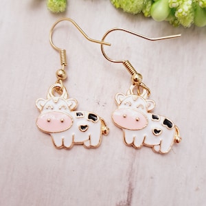 Cow earrings, highland cow gift, cow lover gift, cute milk cow earrings, cow gift, animal earrings for her, farm animal earrings