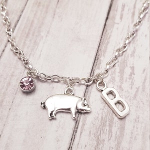 Pig bracelet,Pig charm bracelet,birthstone bracelet,girls bracelet,birthday gift,custom bracelet,dainty bracelet