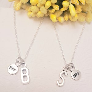 Best friend necklace, Best Friend set of 2 necklace, best friend gift, initial charm necklace, besties necklace set, sister necklace