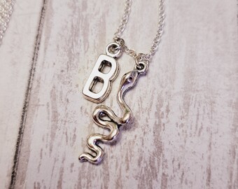 Snake necklace, serpent snake pendant necklace, snake pendant, sterling silver animal necklace, gift for her