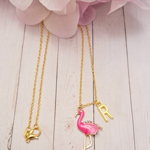 Pink Rhinestone Flamingo Charm Necklace: Summer Animal Jewelry