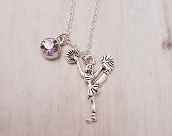 Cheerleader Necklace: Personalized Birthstone Sports Gift