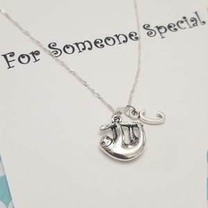 Colar de preguiça, presente personalizado, pingente de preguiça de prata, presente para amantes de animais, colar com pingente fofo