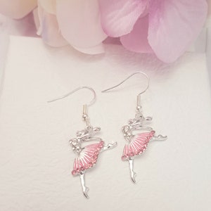 Ballerina Dancer Dangle Earrings: Pink Ballet Jewelry Gift