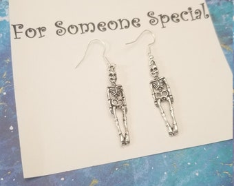Skeleton earrings, gothic earrings, dangle earrings, punk earrings