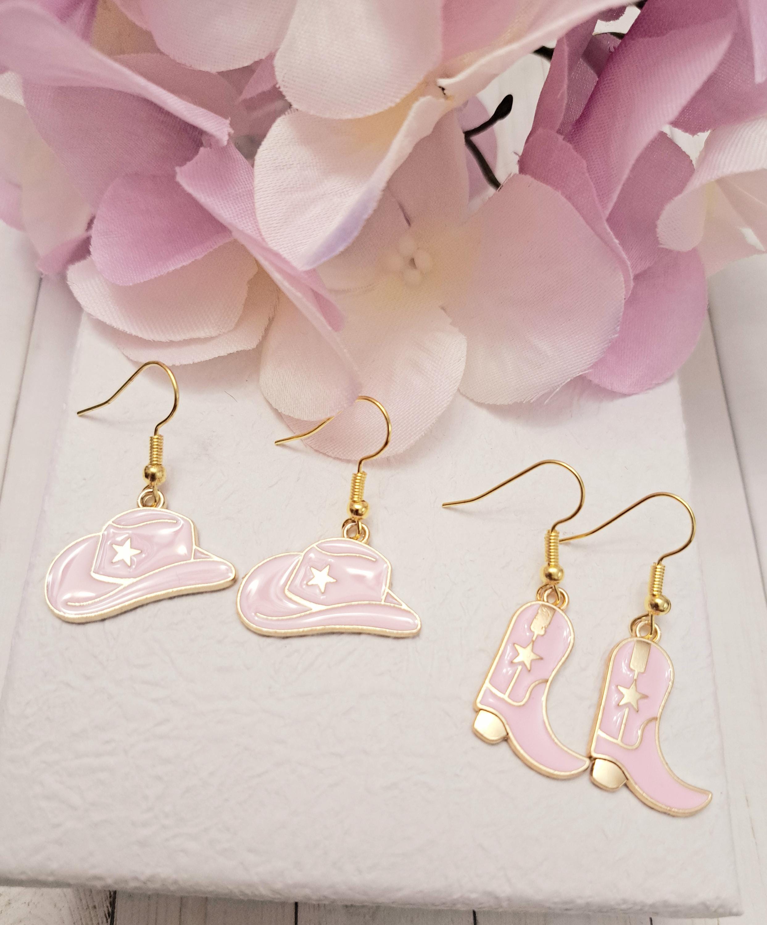 Enamel Western Cowgirl Cowboy Boot Dangle Drop Earrings