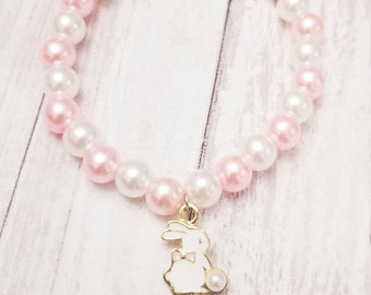 Easter bunny bracelet,Easter jewelry,beaded bracelet,gift for her