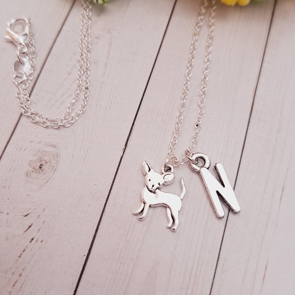 Collier chien chihuahua, collier initial personnalisé pour chien, cadeau pour maman chihuahua, cadeau pour maman chien, collier à breloques petit chihuahua, mémorial pour animal de compagnie