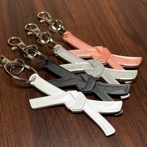 Karate Belt Keychain, Martial Arts Accessory, Custom Belt Rank Color Key Ring Series, Tae Kwon Do, Go-ju Ryu, Judo, Kung Fu, Muay Thai,