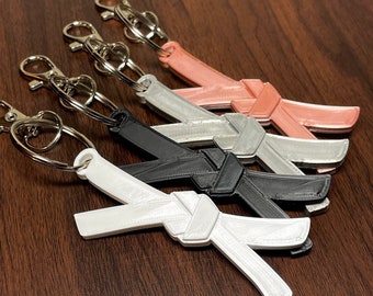 Karate Belt Keychain, Martial Arts Accessory, Custom Belt Rank Color Key Ring Series, Tae Kwon Do, Go-ju Ryu, Judo, Kung Fu, Muay Thai,