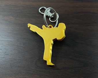 Guy Kicking Karate Keychain, Martial Arts Accessory, Custom Colors Key Ring Series, Tae Kwon Do, Go-ju Ryu, Judo, Kung Fu, Muay Thai