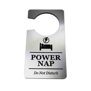 Power Nap, Sleep, In Progress, Do Not Disturb - Generic Silver, Room Door Sign, Ideal for use in the home or as a novelty gift
