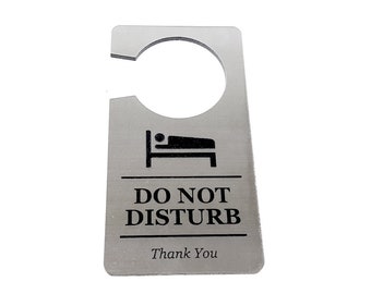 Do Not Disturb, Room Door Hanger Sign - Generic, Silver, for Hotels, B&Bs and Guest houses