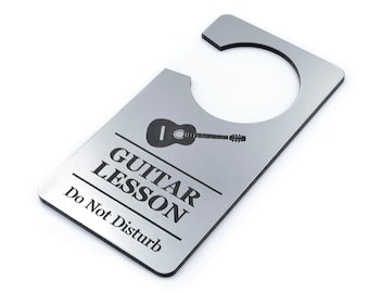 Guitar Lesson, Do Not Disturb Sign - Generic Silver, Door Hanger, Ideal for Schools, Classrooms, Music Teachers, Music Tutors