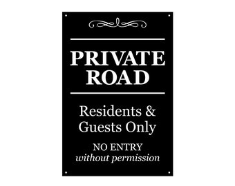 PRIVATE ROAD KEEP OUT Aluminum Sign 8 X 12 Black /& White