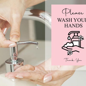 Please Wash Your Hands Sign - Beauty Salon Signage A4 Size, Spa Sign