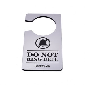 Signs ByLITA 'Do Not Ring Doorbell' Wall Sign - Laser Engraved Plastic, 9" W X 3.5" H, Black & Silver