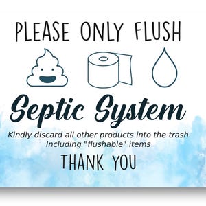 Septic Tank Sign Badezimmer Erinnerung. Nur Toilettenpapier spülen. Selbstklebendes Metallschild. Klar & Dekorativ