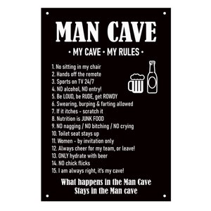 Man Cave Rules Novelty Fun Sign Plaque, Father's Day Gift, Dad's Birthday image 1