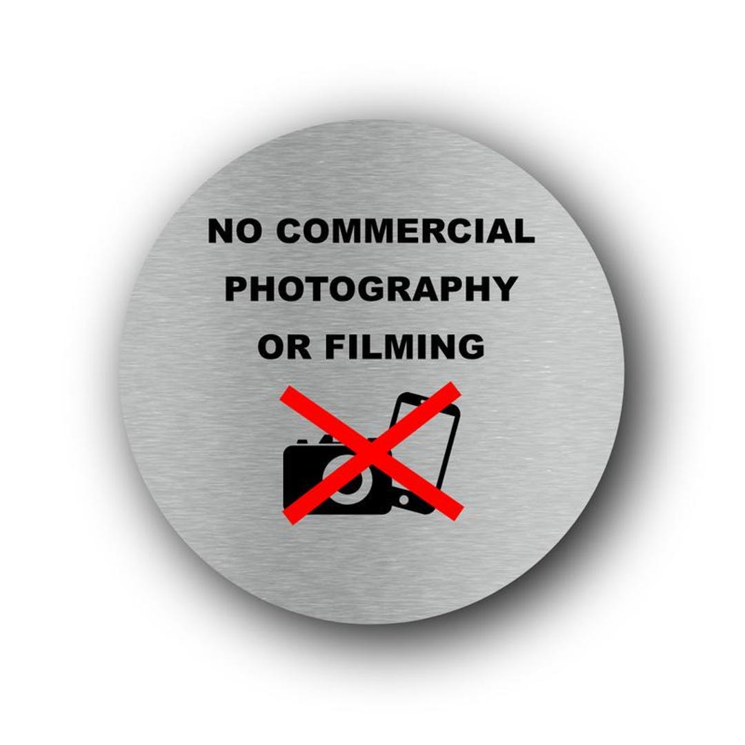 No Commercial Photography or Filming Sign | Aluminium Self Adhesive ...