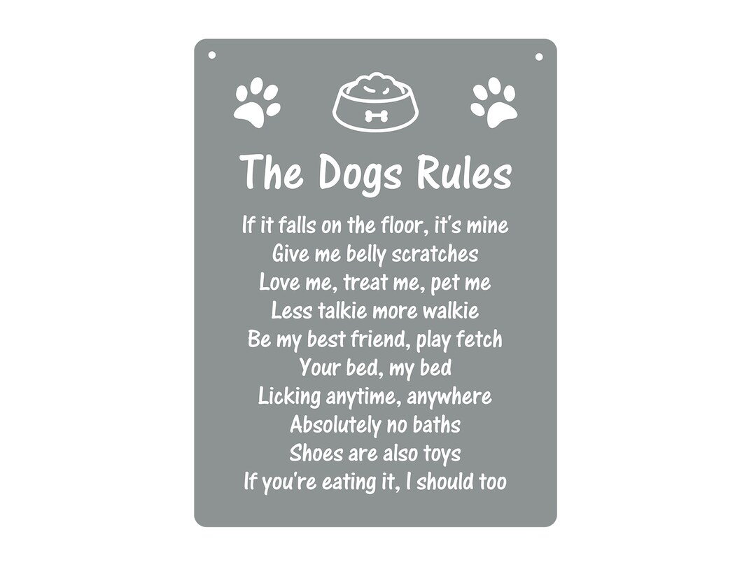 The Dogs Rules Novelty Gift Sign, Ideal Present for Any Dog Lover Etsy