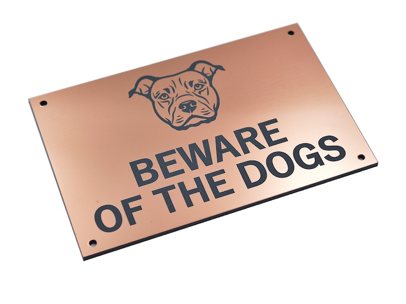 Beware of the Dog / Dogs Sign, Warning Notice Various Breeds, Gold, Silver, Copper image 6