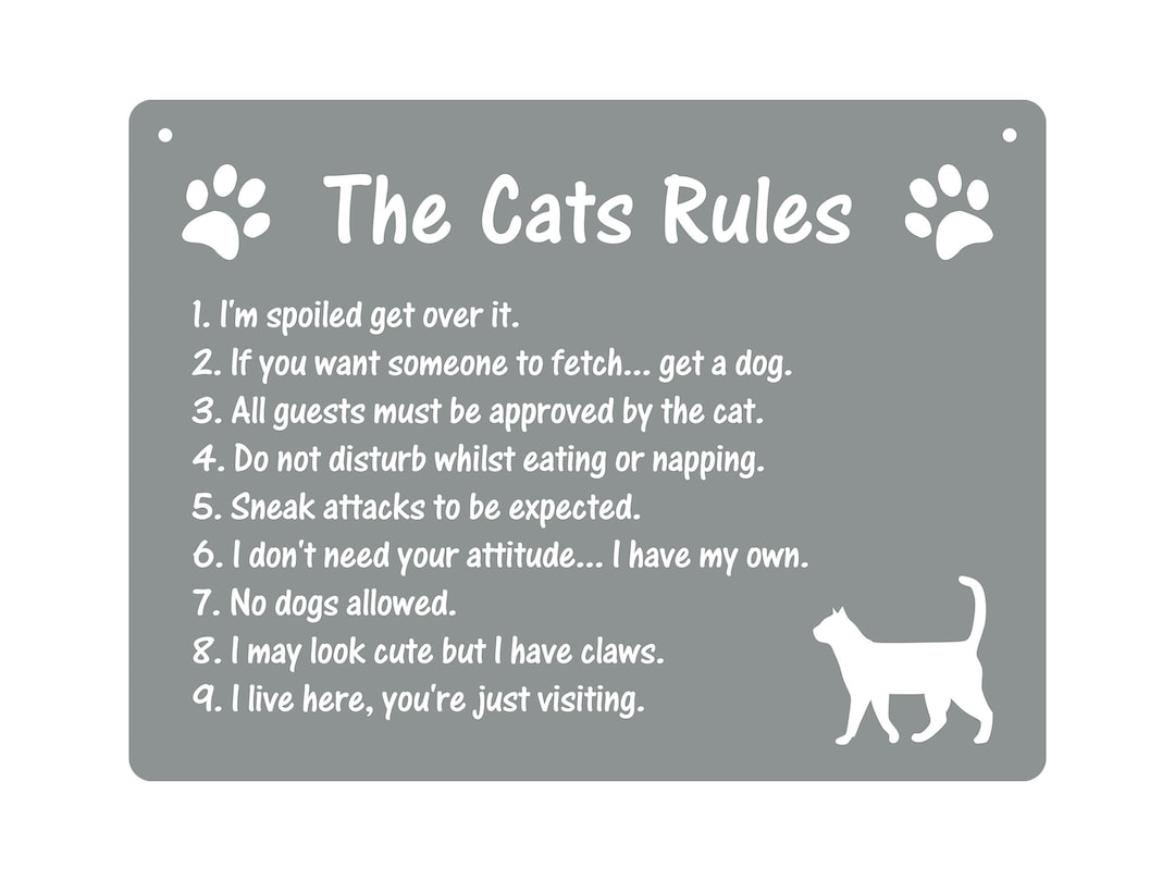 The Cats Rules Novelty Gift Sign, Ideal Present for Any Cat Lover Etsy