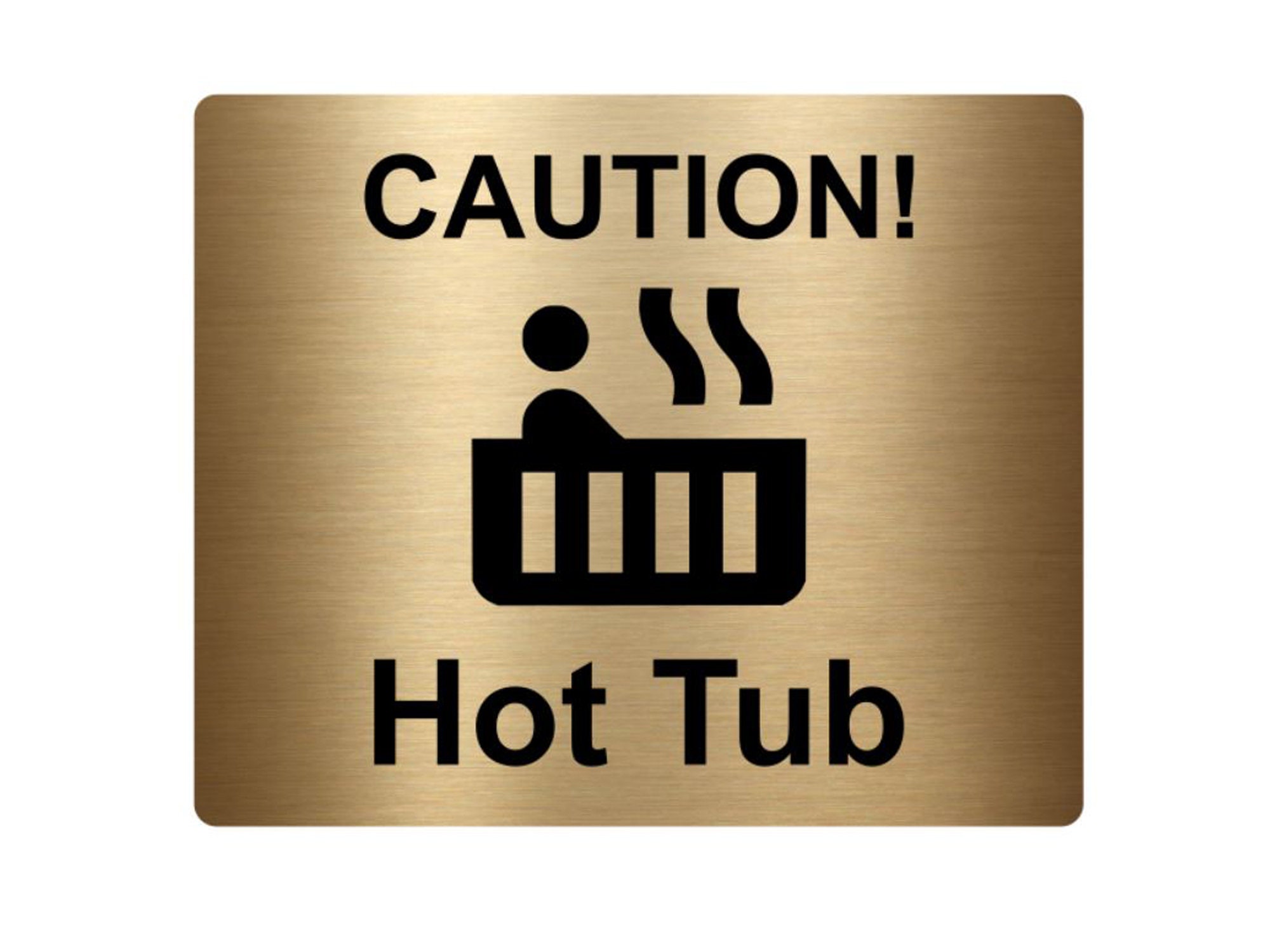 Caution Hot Tub Sign Adhesive Sticker Notice Warning with Universal Icon Symbol and Text (Size