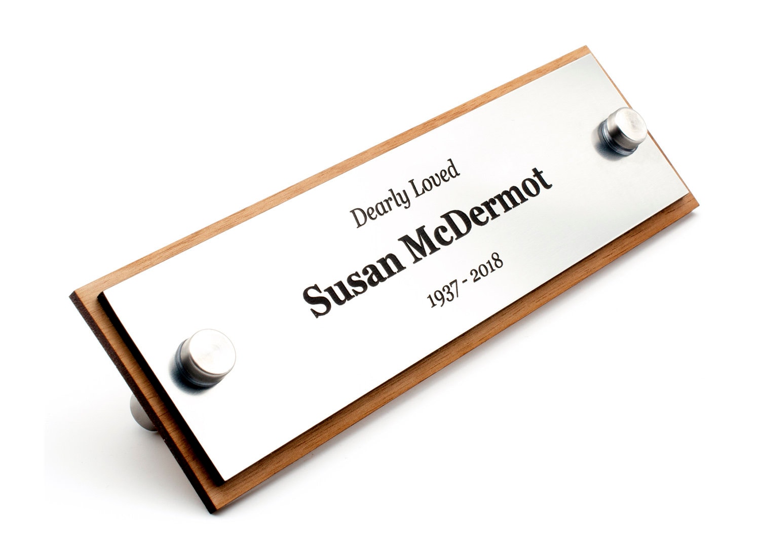 PERSONALISED MEMORIAL BENCH PLAQUE GRAVE MARKER SIGN 4" X 2" SILVER EFFECT 