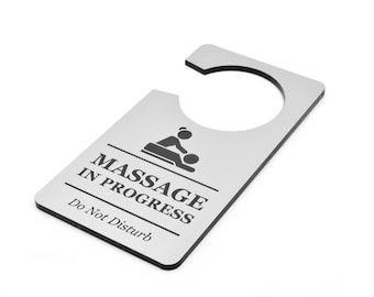 Massage läuft, bitte nicht stören - Türschild für Kosmetiksalons, Spas, Massagen, Anwendungsräume Silber oder Holz