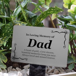 Engraved Dad Memorial Plaque Stake - (Father&#39;s Day / Dad Birthday Memorial)