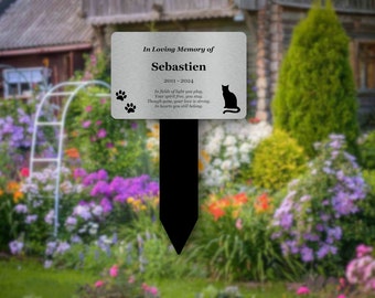 Pet Cat Memorial - Engraved stake, personalised with your customisation, outdoor grave marker