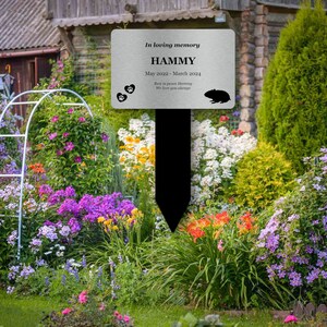 Pet Hamster Memorial - Engraved stake, personalised with your customisation, outdoor grave marker