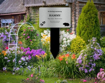 Pet Hamster Memorial - Engraved stake, personalised with your customisation, outdoor grave marker