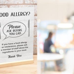 Pictogrambord voedselallergie - Kennisgeving voor allergieën en intoleranties