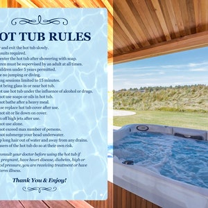 Hot Tub Rules Outdoor Sign - Blue Sea Ripple Effect