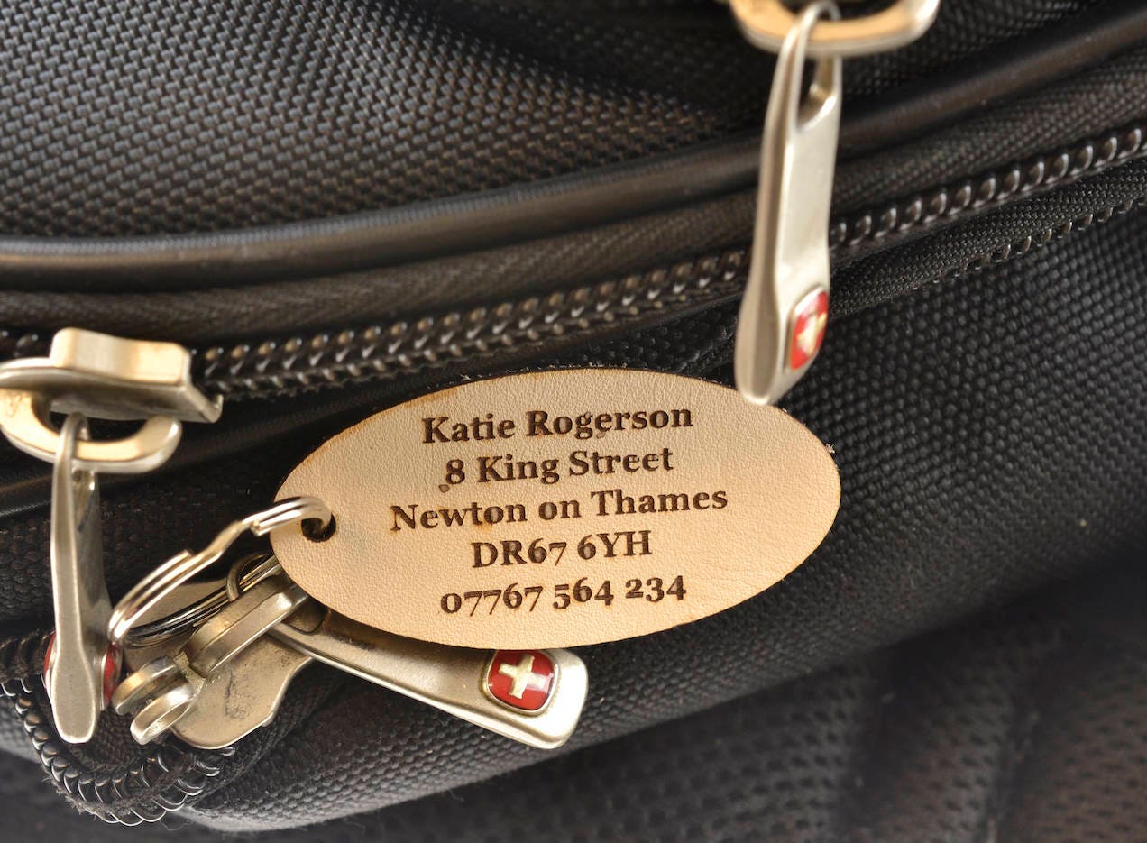 2 Pack Personalised Multi Purpose Leather Luggage Tag Key Etsy