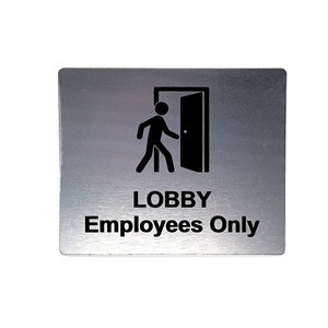 LOBBY Employees Only - Silver Adhesive Sign for Door or Wall