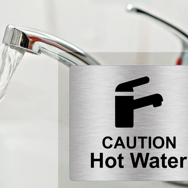 Let op Warm Water Sign Zelfklevende Sticker