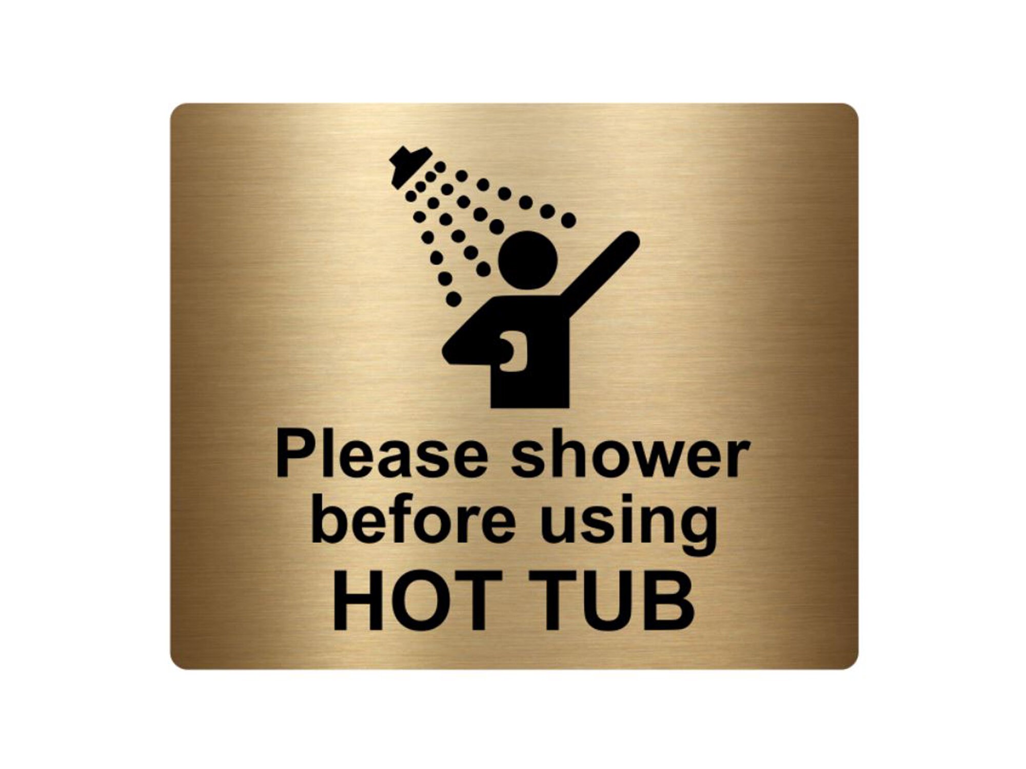Please Shower Before Using Hot Tub Sign Adhesive Sticker Notice, SILVER